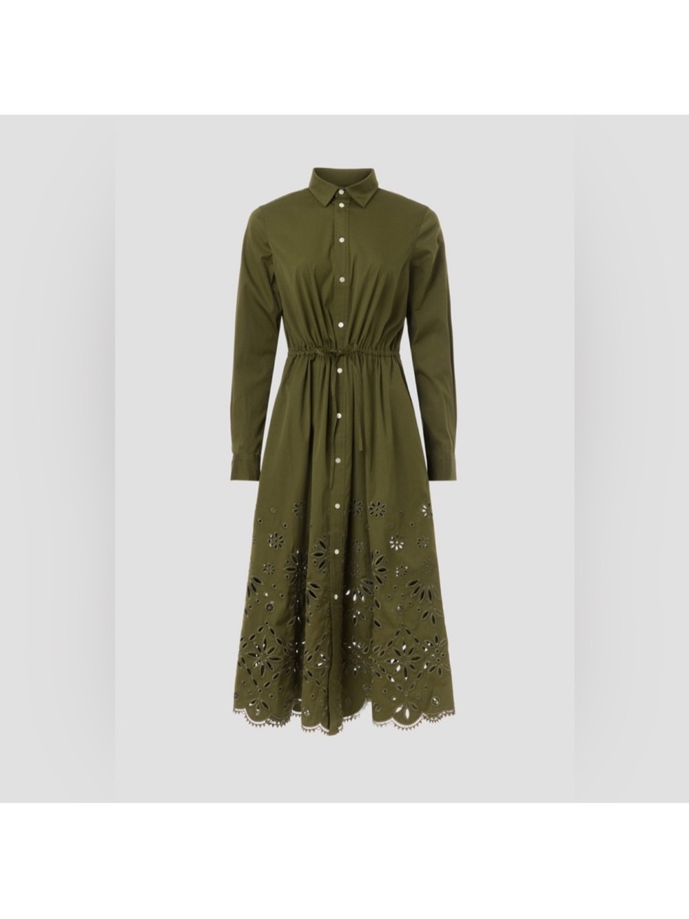 Polo Ralph Lauren Embroidered Drawstring-waist Cotton Midi Dress NWOT